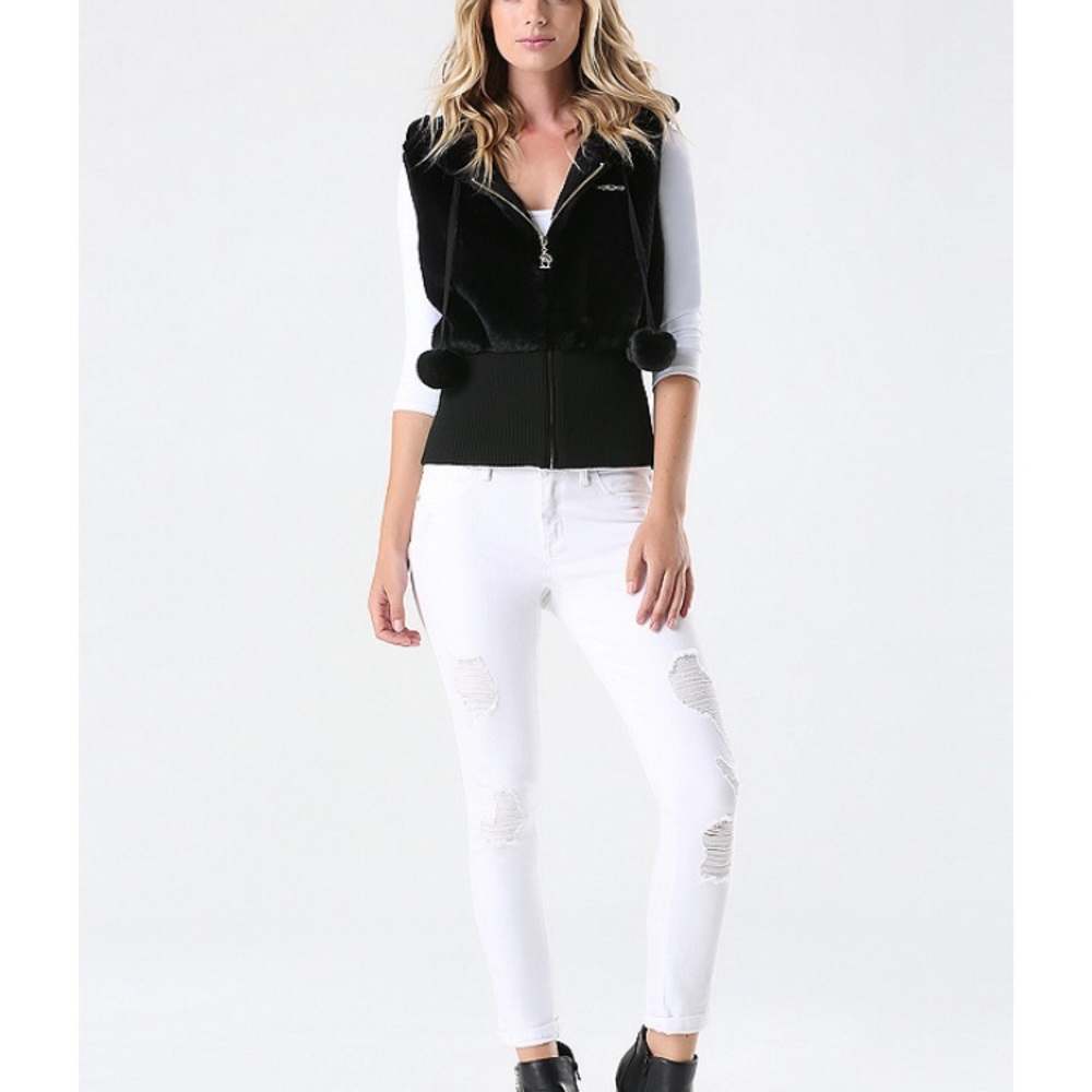 Bebe Faux Fur Hoodie Vest